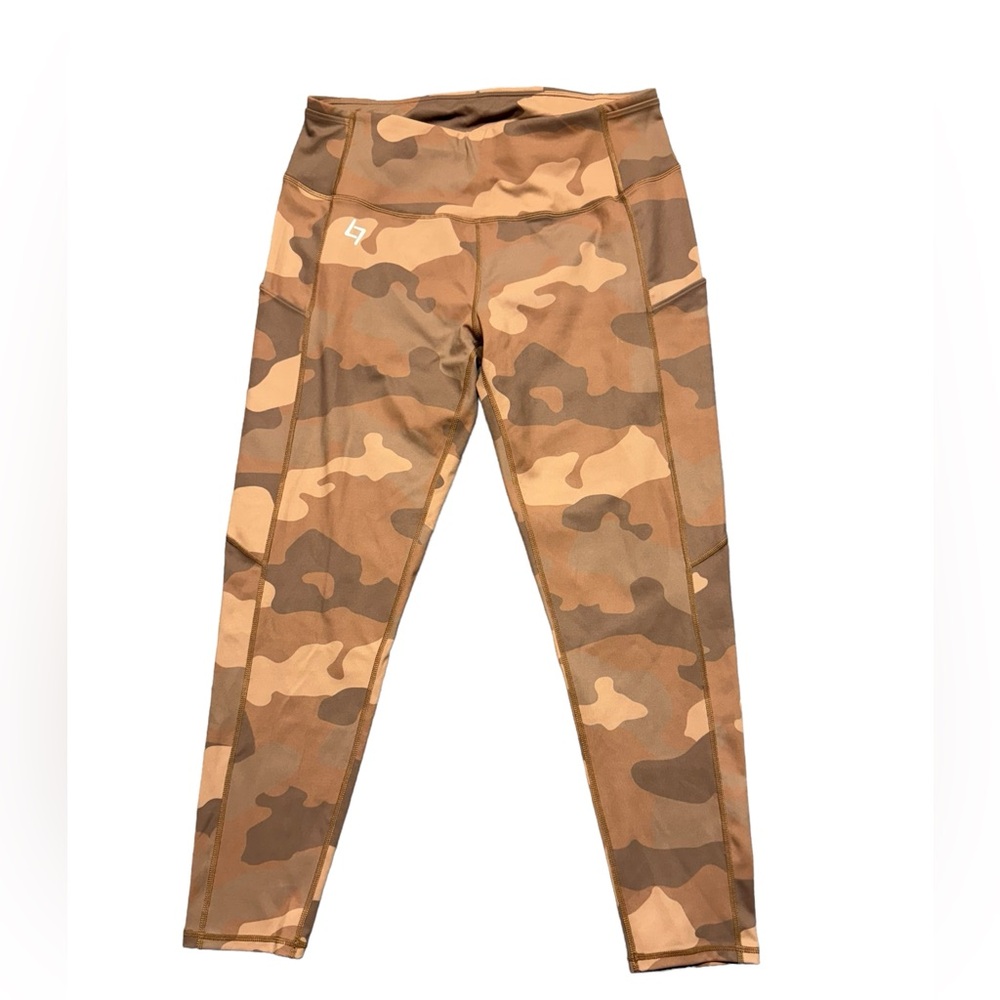 Fittin Beige Camo Leggings Womens XL High Rise NWT Activewear Workout Athletic